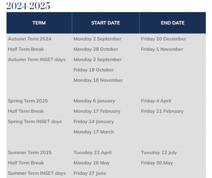 photo of term dates